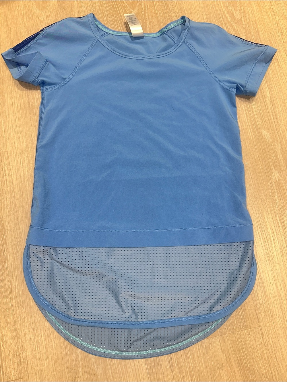 Ivivva Light Blue Short-Sleeve Active Tee with Mesh Back Hem
